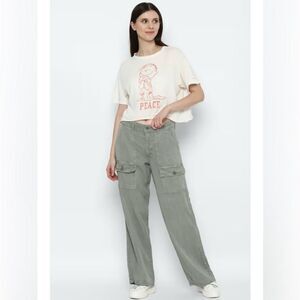 American Eagle Skater Pant Size 6 Lyocell Wide Leg Sage Green Cargo Grunge Baggy